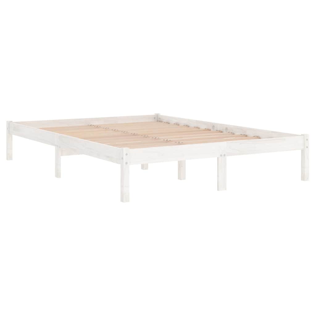 Bed Frame without Mattress White 135x190 cm Solid Wood
