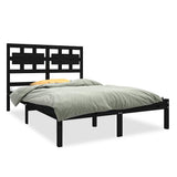 Bed Frame without Mattress Black 135x190 cm Solid Wood - Front View