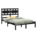 Bed Frame without Mattress Black 150x200 cm Solid Wood - Side View
