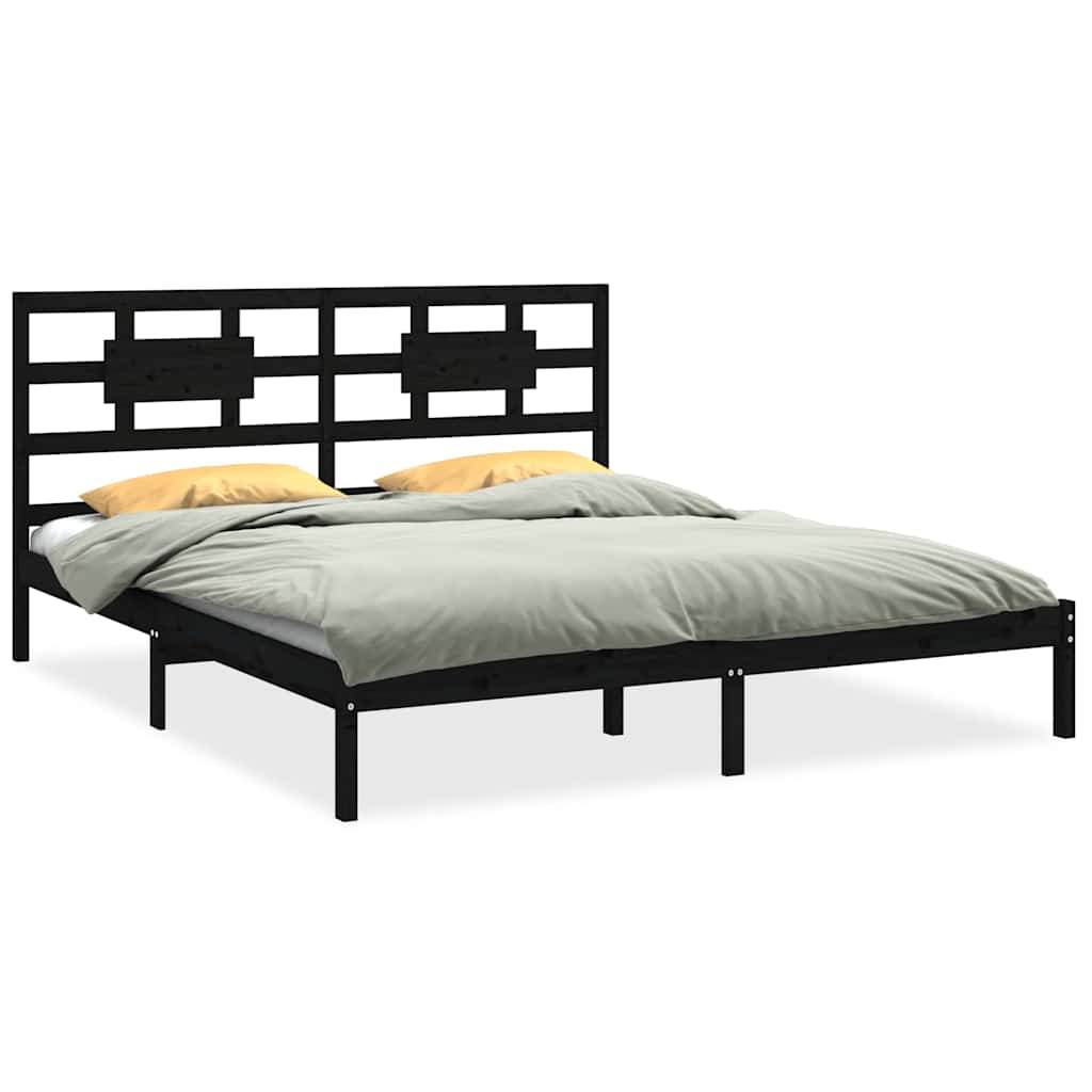 Bed Frame without Mattress Black 183x203 cm King Solid Wood