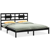 Bed Frame without Mattress Black 183x203 cm King Solid Wood