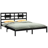 Bed Frame without Mattress Black 183x203 cm King Solid Wood