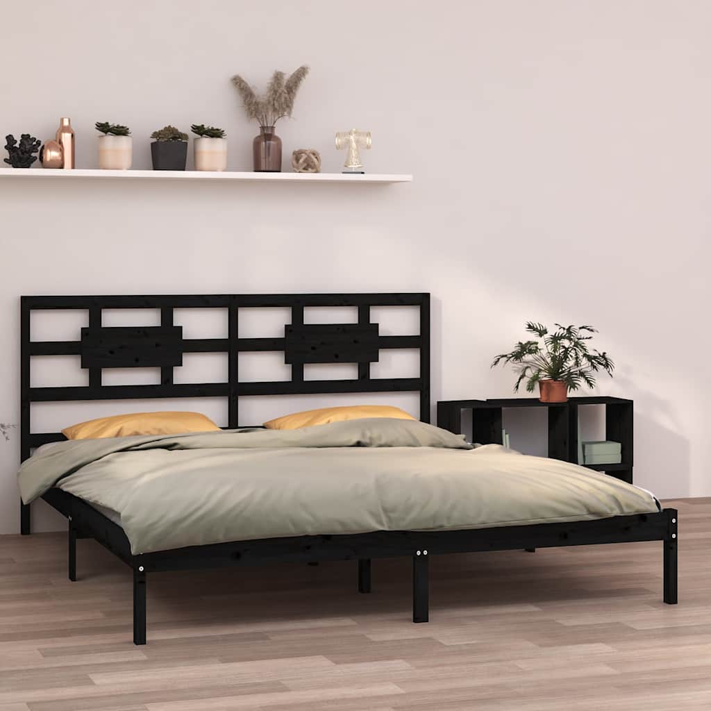 Bed Frame without Mattress Black 183x203 cm King Solid Wood