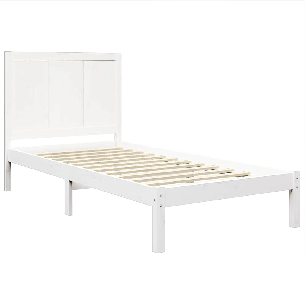 Bed Frame without Mattress White 90x190 cm Solid Wood Pine