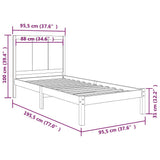 Bed Frame without Mattress White 90x190 cm Solid Wood Pine - Rear View