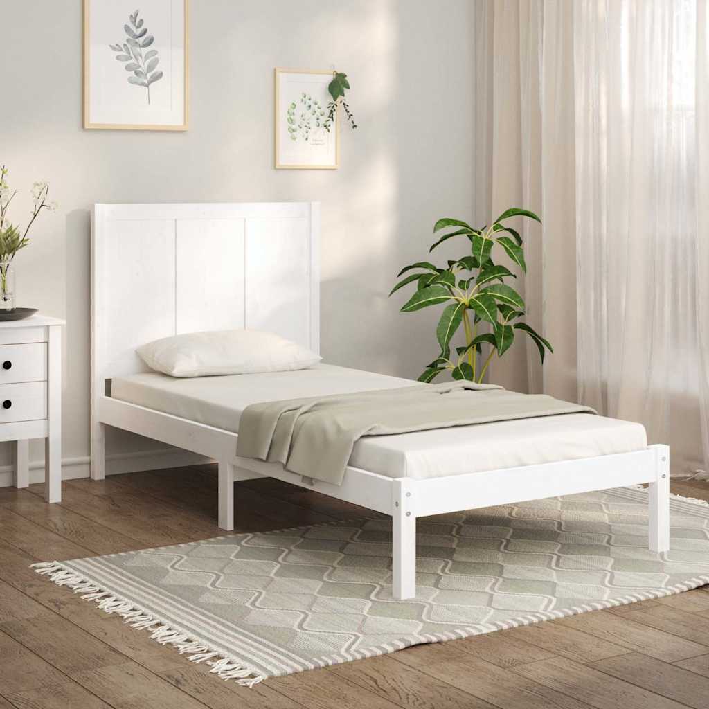 Bed Frame without Mattress White 90x190 cm Solid Wood Pine
