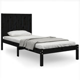 Bed Frame without Mattress Black 90x190 cm Solid Wood Pine - Front View