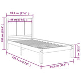 Bed Frame without Mattress Black 90x190 cm Solid Wood Pine - Rear View