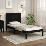 Bed Frame without Mattress Black 90x190 cm Solid Wood Pine