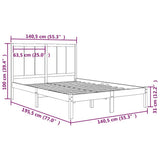 Bed Frame without Mattress 135x190 cm Solid Wood Pine - 45-Degree Angle