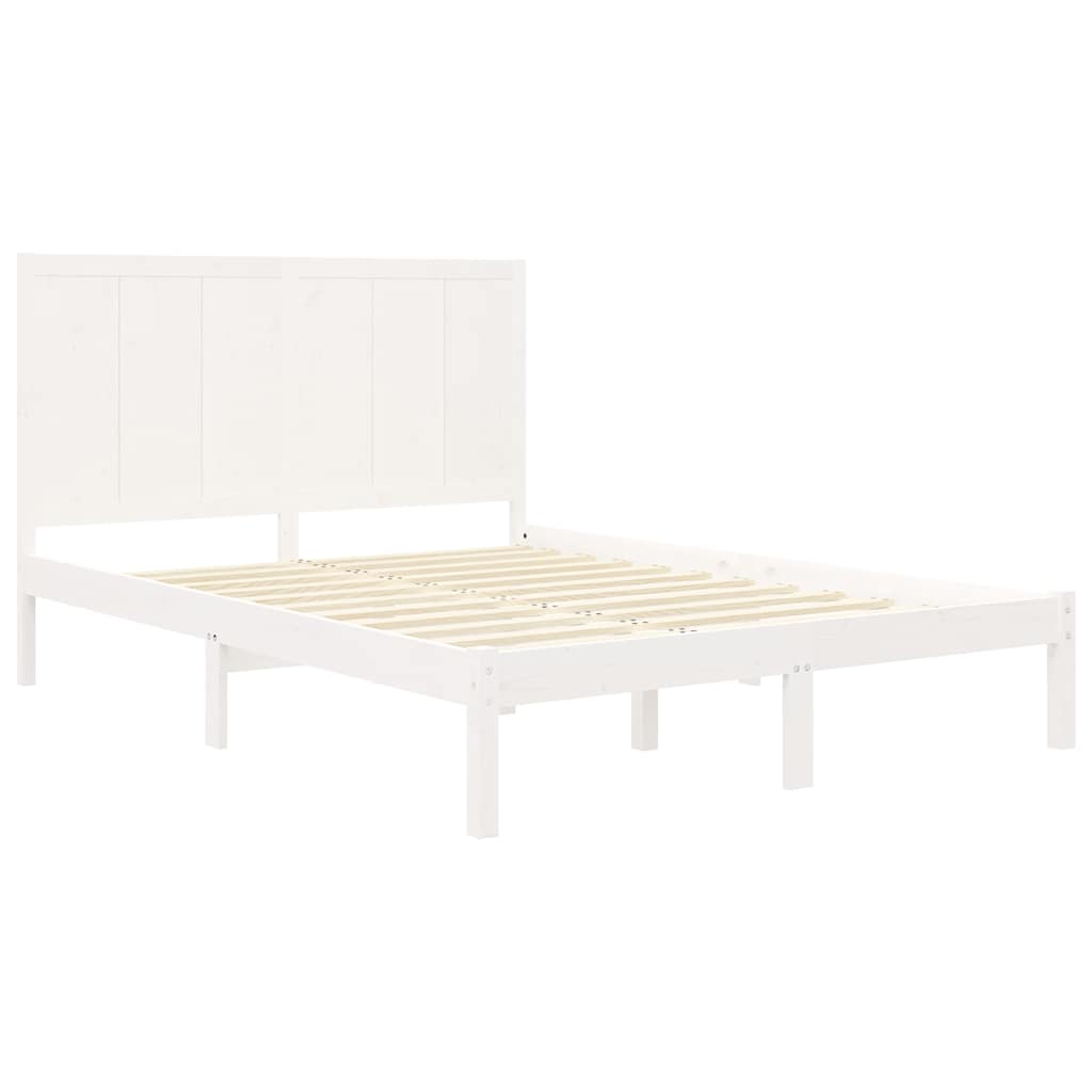 Bed Frame without Mattress White 150x200 cm Solid Wood Pine