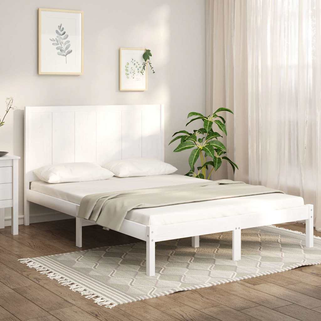 Bed Frame without Mattress White 150x200 cm Solid Wood Pine