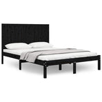 Bed Frame without Mattress Black 150x200 cm Solid Wood Pine