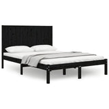 Bed Frame without Mattress Black 150x200 cm Solid Wood Pine - Front View