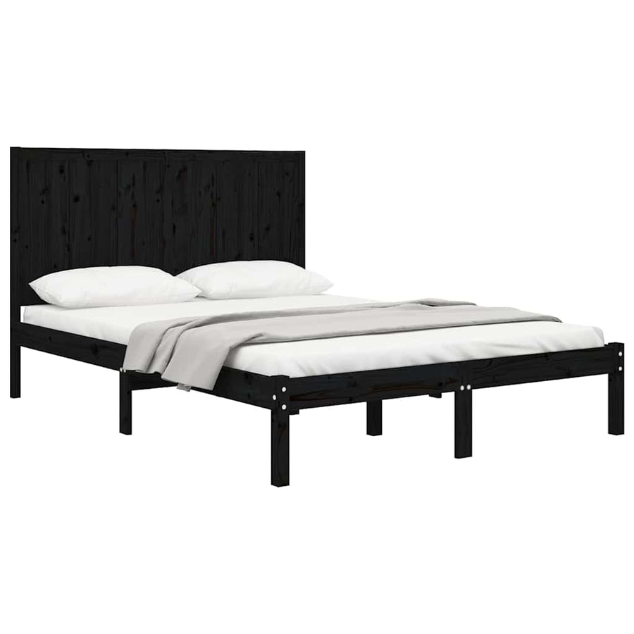 Bed Frame without Mattress Black 150x200 cm Solid Wood Pine