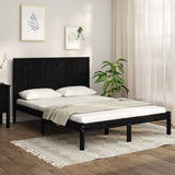 Bed Frame without Mattress Black 150x200 cm Solid Wood Pine