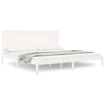Bed Frame without Mattress White 183x203 cm King Solid Wood Pine