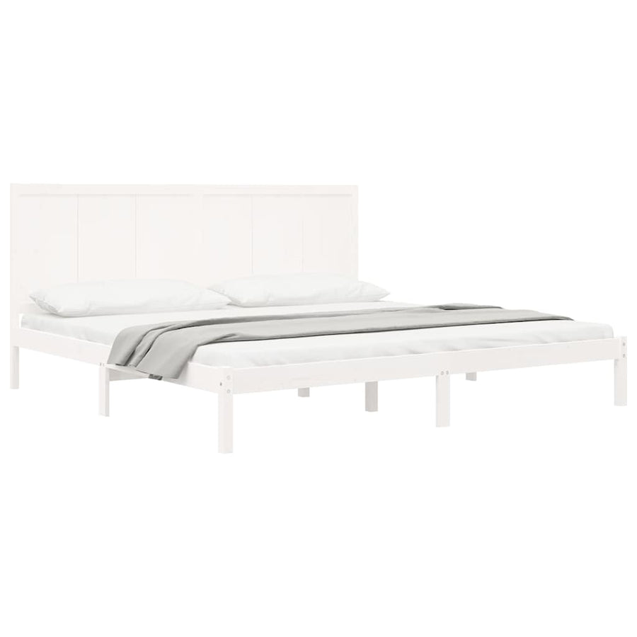 Bed Frame without Mattress White 183x203 cm King Solid Wood Pine