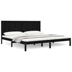 Bed Frame without Mattress Black 183x203 cm King Solid Wood Pine