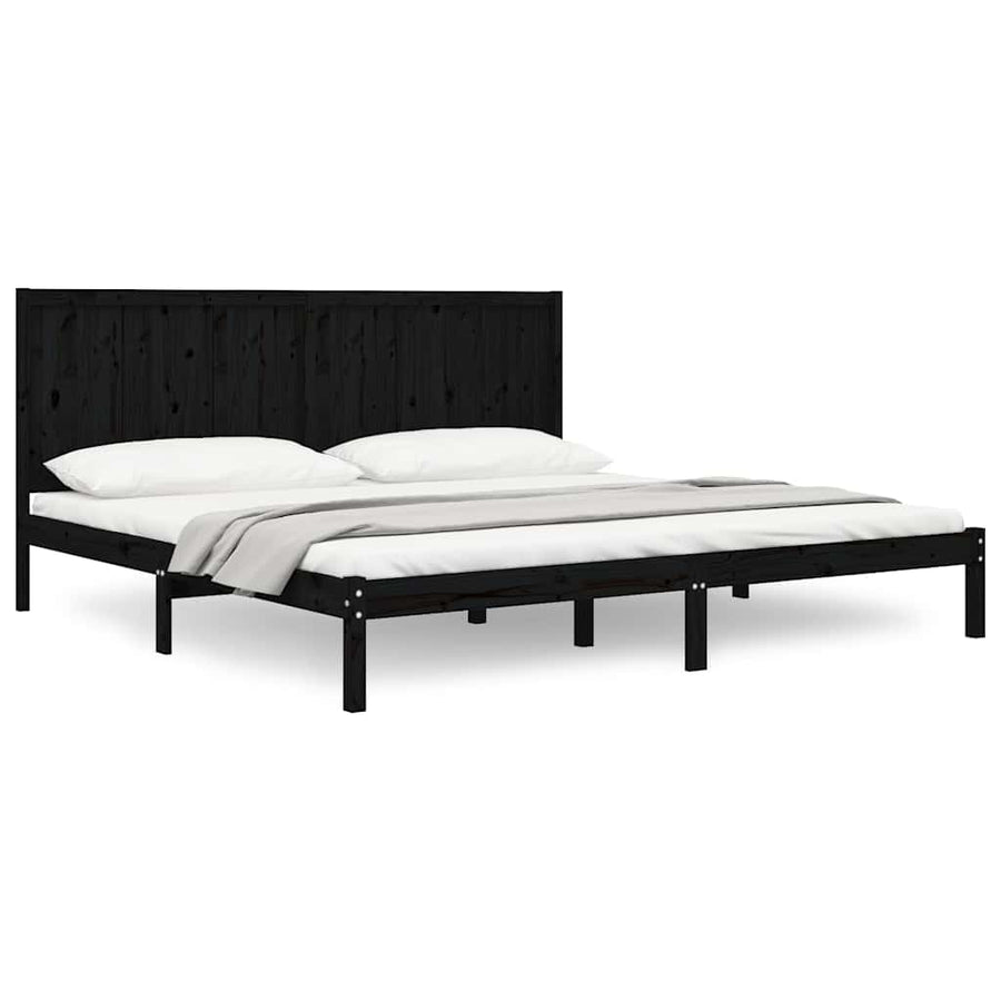 Bed Frame without Mattress Black 183x203 cm King Solid Wood Pine