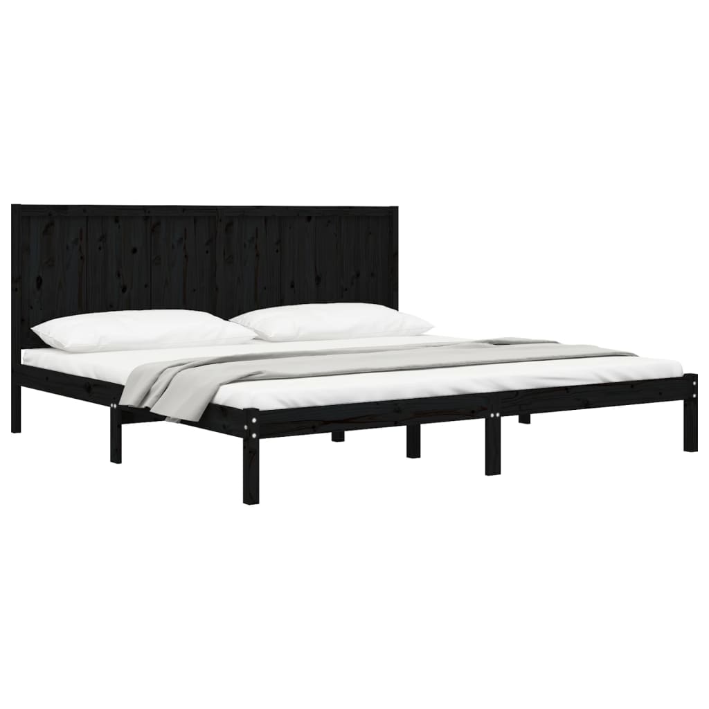 Bed Frame without Mattress Black 183x203 cm King Solid Wood Pine