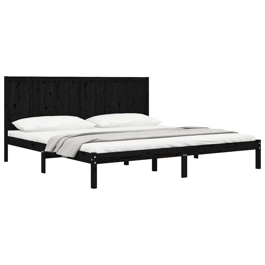 Bed Frame without Mattress Black 183x203 cm King Solid Wood Pine