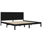Bed Frame without Mattress Black 183x203 cm King Solid Wood Pine