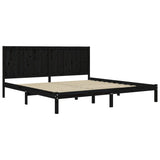 Bed Frame without Mattress Black 183x203 cm King Solid Wood Pine - Top-Down View