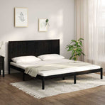 Bed Frame without Mattress Black 183x203 cm King Solid Wood Pine