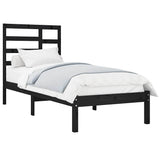 Bed Frame without Mattress Black Solid Wood 90x190 cm - Side View