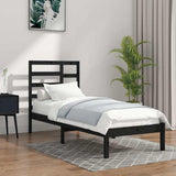Bed Frame without Mattress Black Solid Wood 90x190 cm