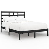 Bed Frame without Mattress Black Solid Wood 135x190 cm