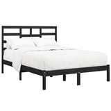 Bed Frame without Mattress Black Solid Wood 135x190 cm