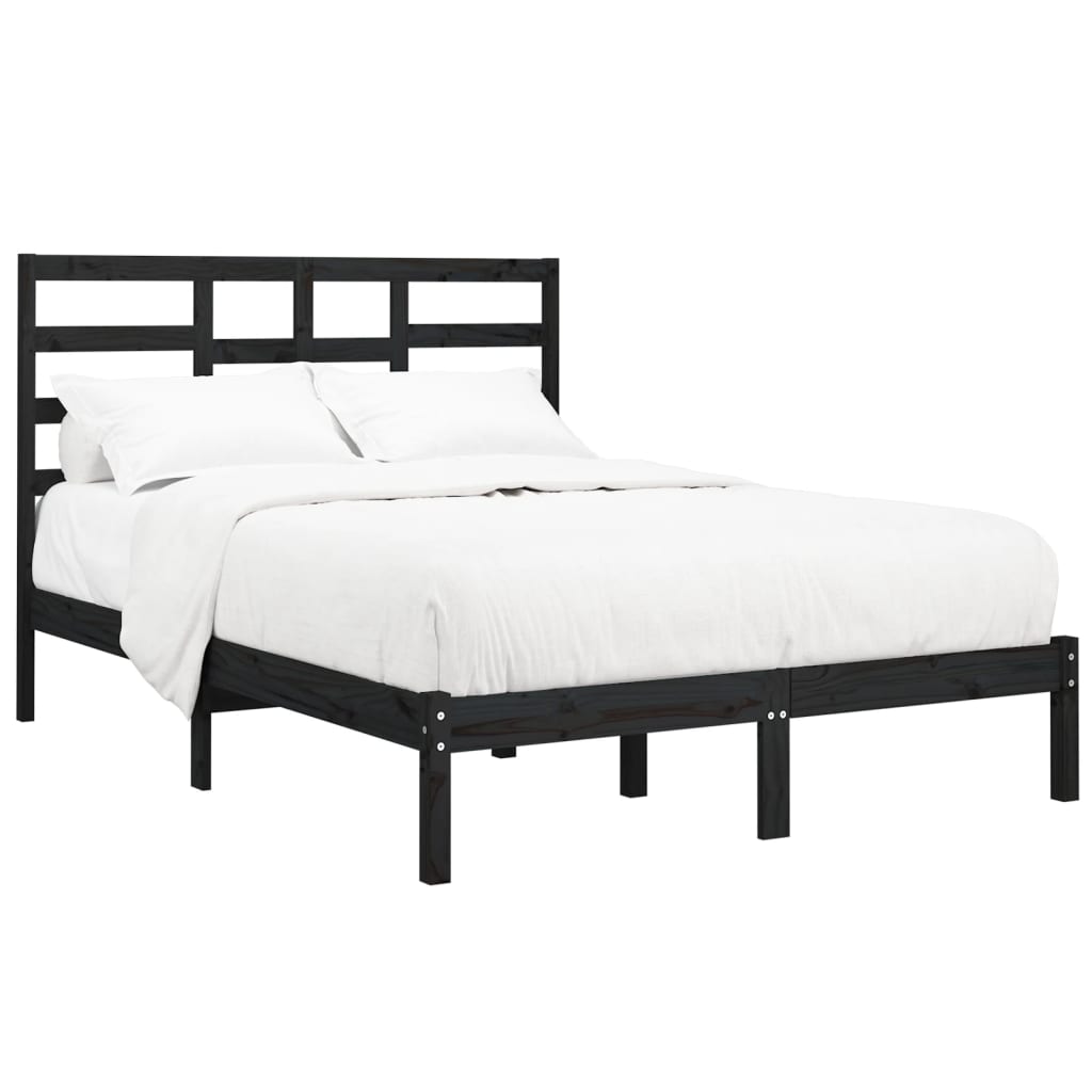 Bed Frame without Mattress Black Solid Wood 150x200 cm