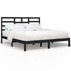 Bed Frame without Mattress Black Solid Wood 183x203 cm King