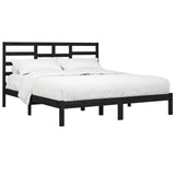 Bed Frame without Mattress Black Solid Wood 183x203 cm King