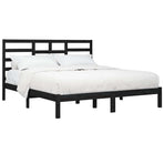 Bed Frame without Mattress Black Solid Wood 183x203 cm King