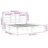 Bed Frame without Mattress Black Solid Wood 183x203 cm King