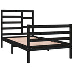 Bed Frame without Mattress Black Solid Wood 90x190 cm
