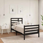 Bed Frame without Mattress Black Solid Wood 90x190 cm