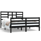Bed Frame without Mattress Black Solid Wood 150x200 cm