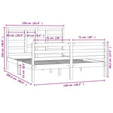 Bed Frame without Mattress Black Solid Wood 150x200 cm - Rear View