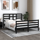 Bed Frame without Mattress Black Solid Wood 150x200 cm