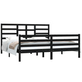 Bed Frame without Mattress Black Solid Wood 183x203 cm King