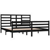 Bed Frame without Mattress Black Solid Wood 183x203 cm King