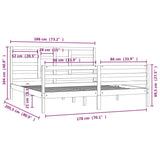 Bed Frame without Mattress Black Solid Wood 183x203 cm King - Rear View