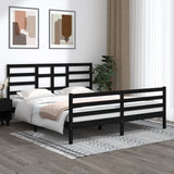 Bed Frame without Mattress Black Solid Wood 183x203 cm King