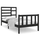 Bed Frame without Mattress Black Solid Wood 90x190 cm - Front View