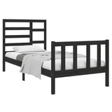 Bed Frame without Mattress Black Solid Wood 90x190 cm