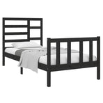 Bed Frame without Mattress Black Solid Wood 90x190 cm